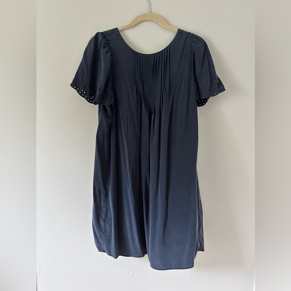 Sézane Navy Silk Maelys Dress